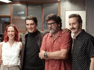 Parte del elenco de actores de "Memento Mori" Rueda de prensa en Valladolid. Javier Varela es "Álvaro Peteira"